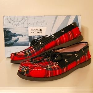 Sperry A/O 2 Eye in tartan plaid red